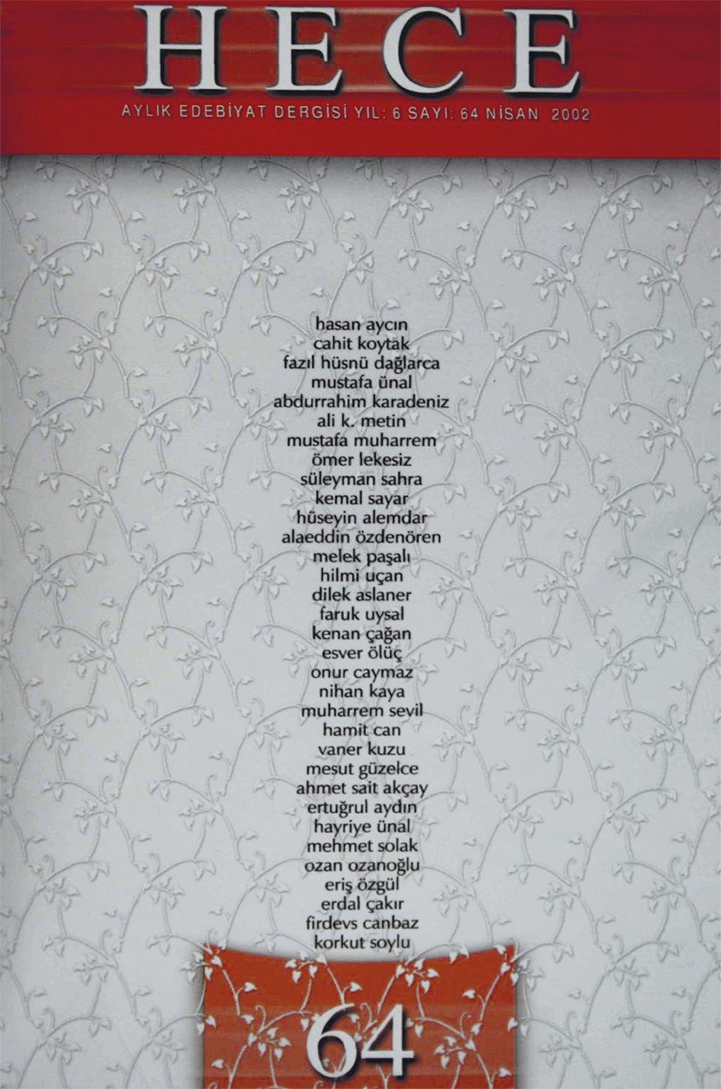 Hece Dergisi 64. Sayı Nisan 2002