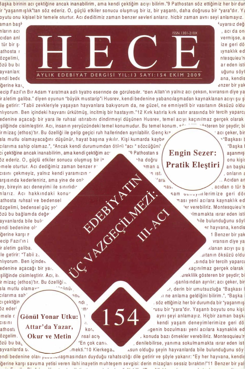 Hece Dergisi 154. Sayı Ekim 2009