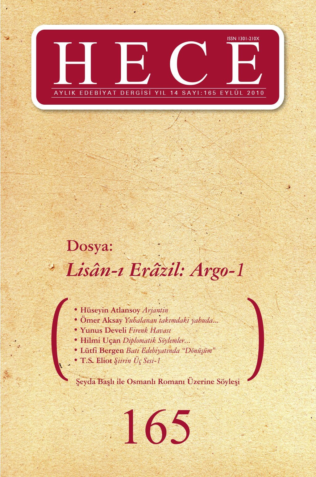 Hece Dergisi 165. Sayı Eylül 2010