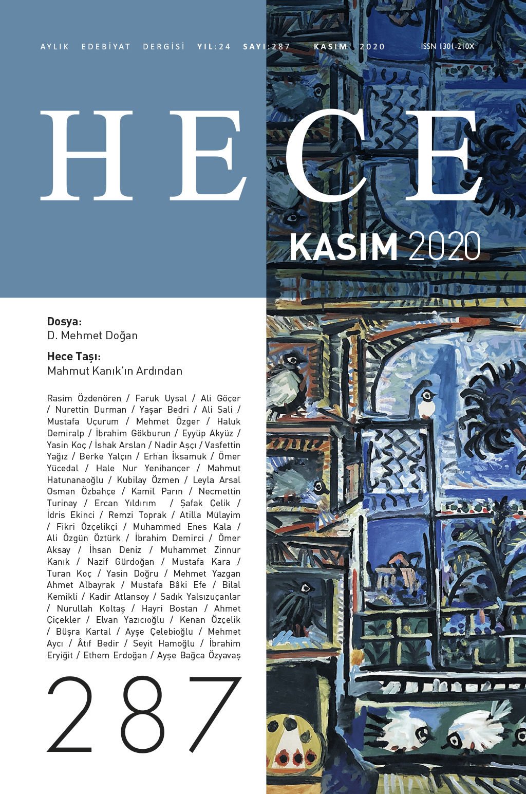 Hece Dergisi 287.Sayı Kasım 2020