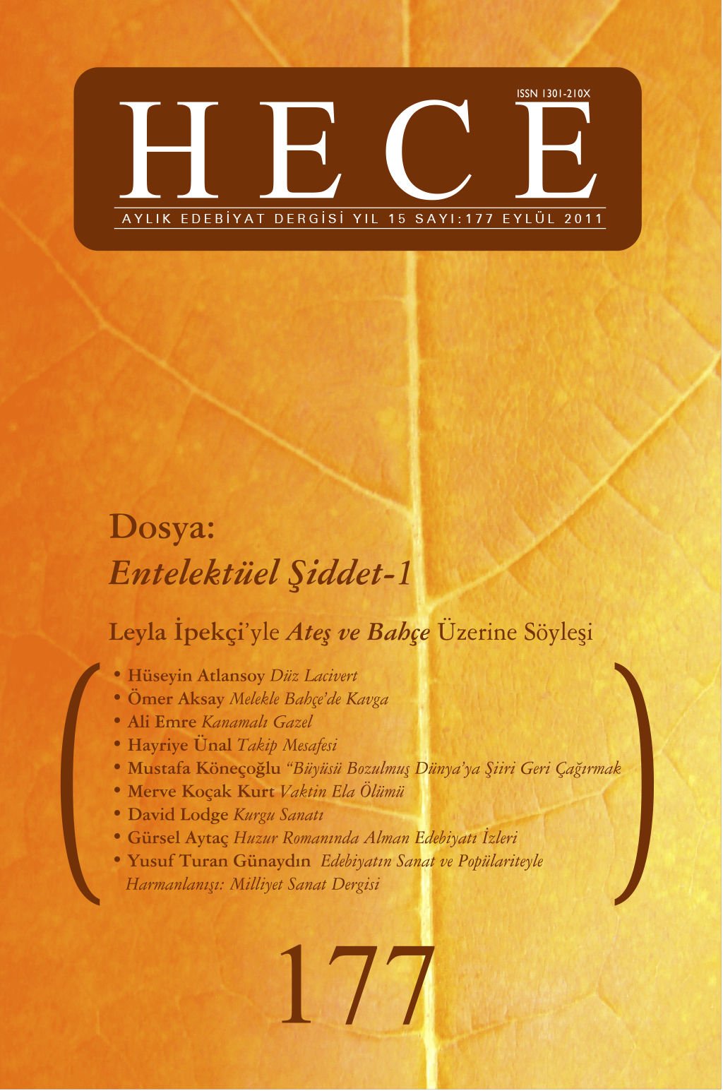 Hece Dergisi 177. Sayı Eylül 2011