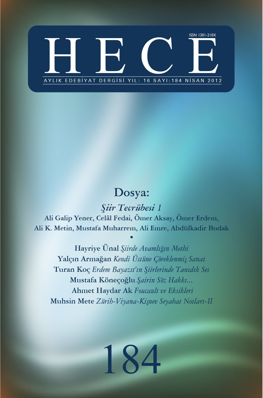 Hece Dergisi 184. Sayı Nisan 2012