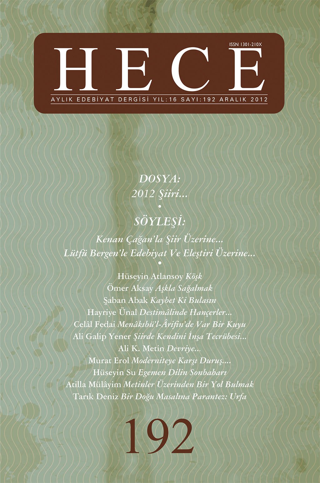 Hece Dergisi 192. Sayı Aralık 2012