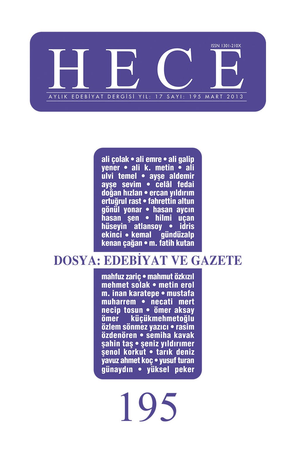 Hece Dergisi 195. Sayı Mart 2013