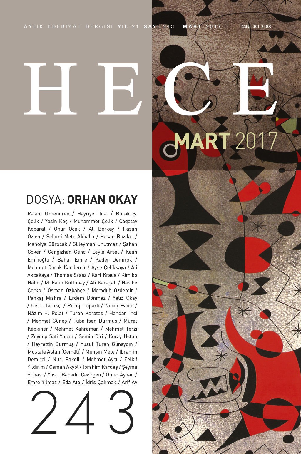Hece Dergisi 243.Sayı Mart 2017