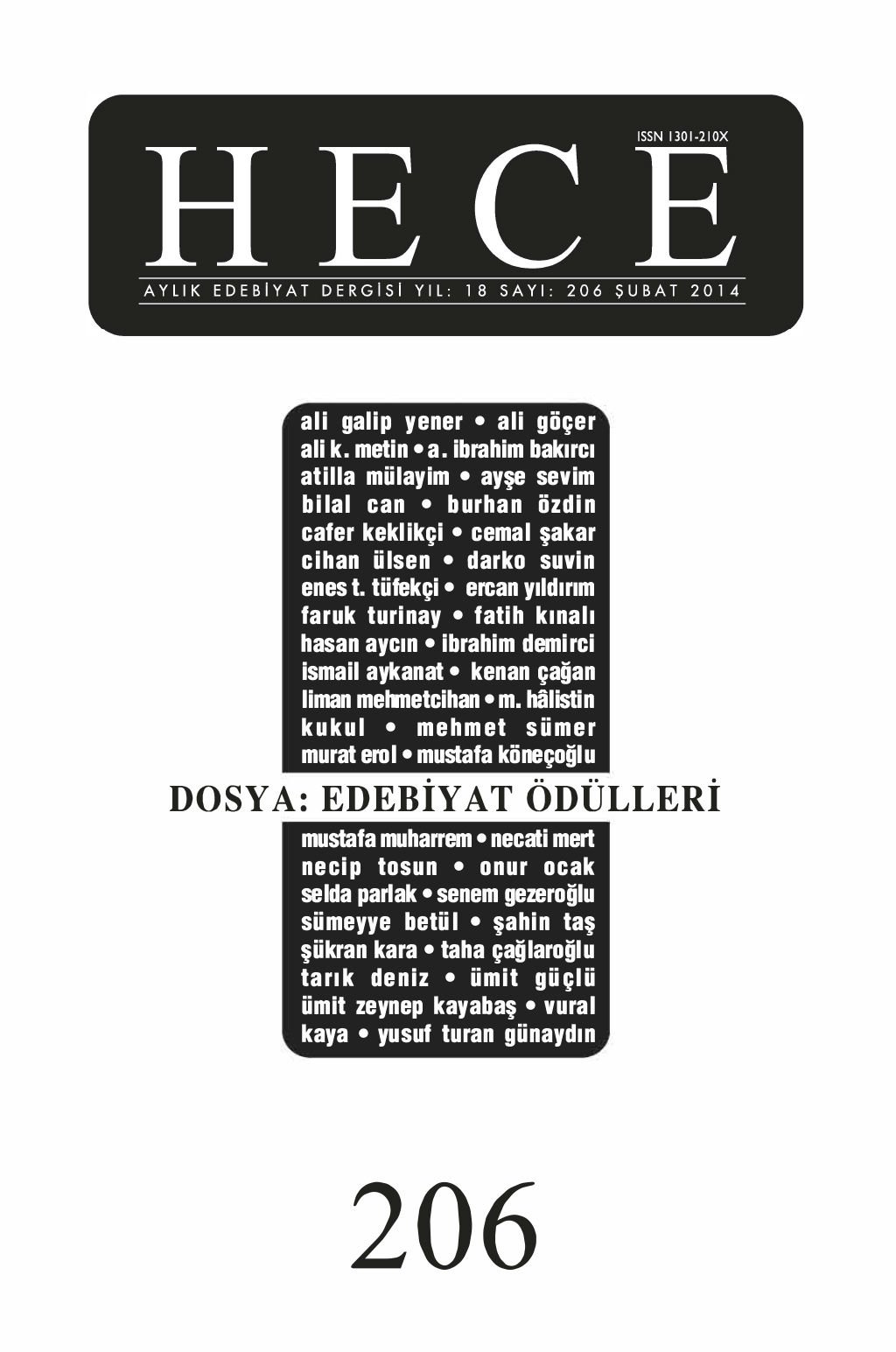 Hece Dergisi 206. Sayı Şubat 2014