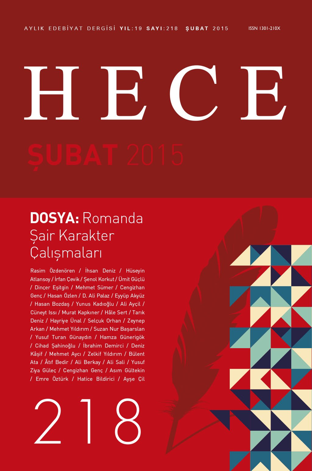 Hece Dergisi 218. Sayı Şubat 2015