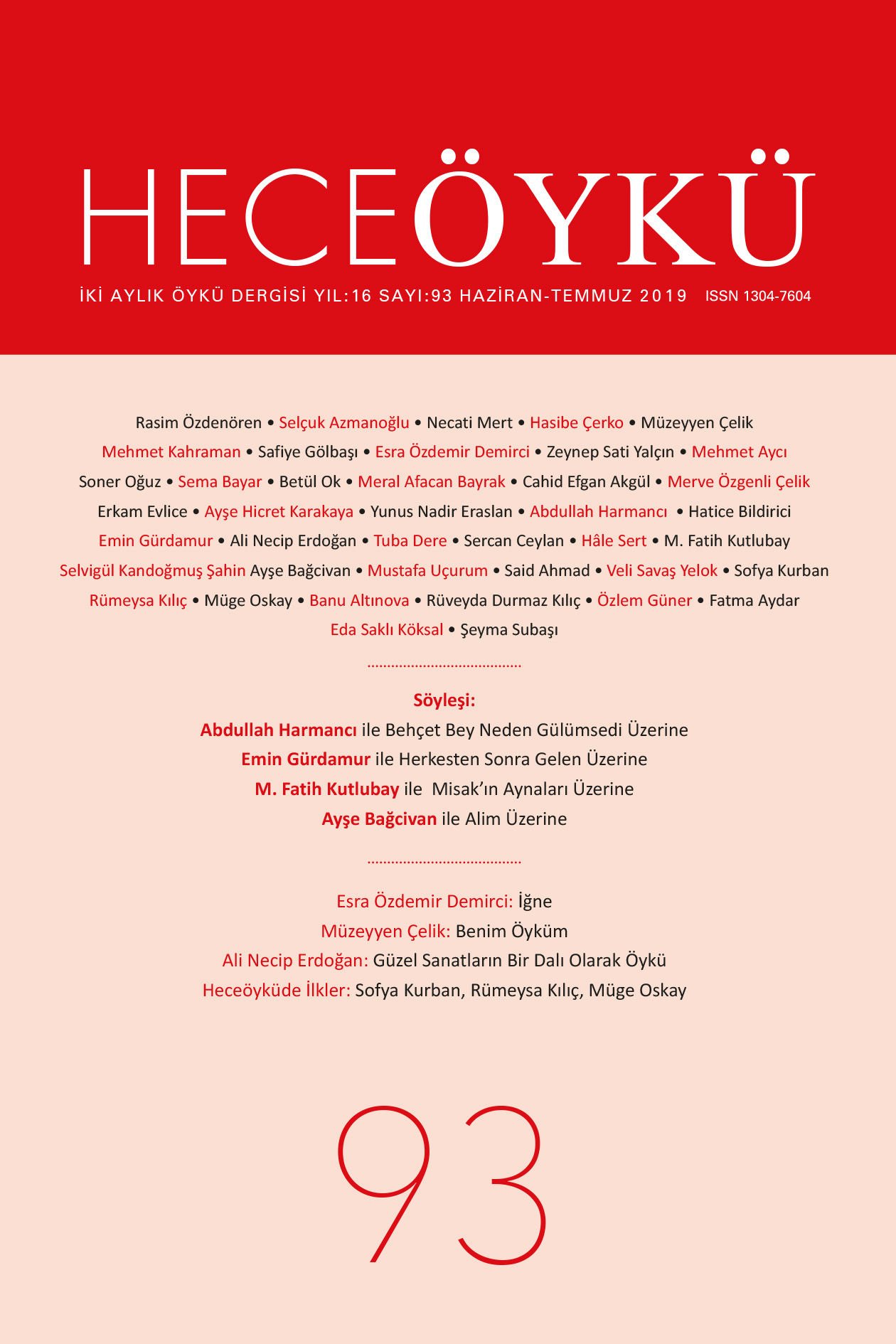 Hece Öykü Dergisi 93.Sayı Haziran-Temmuz 2019