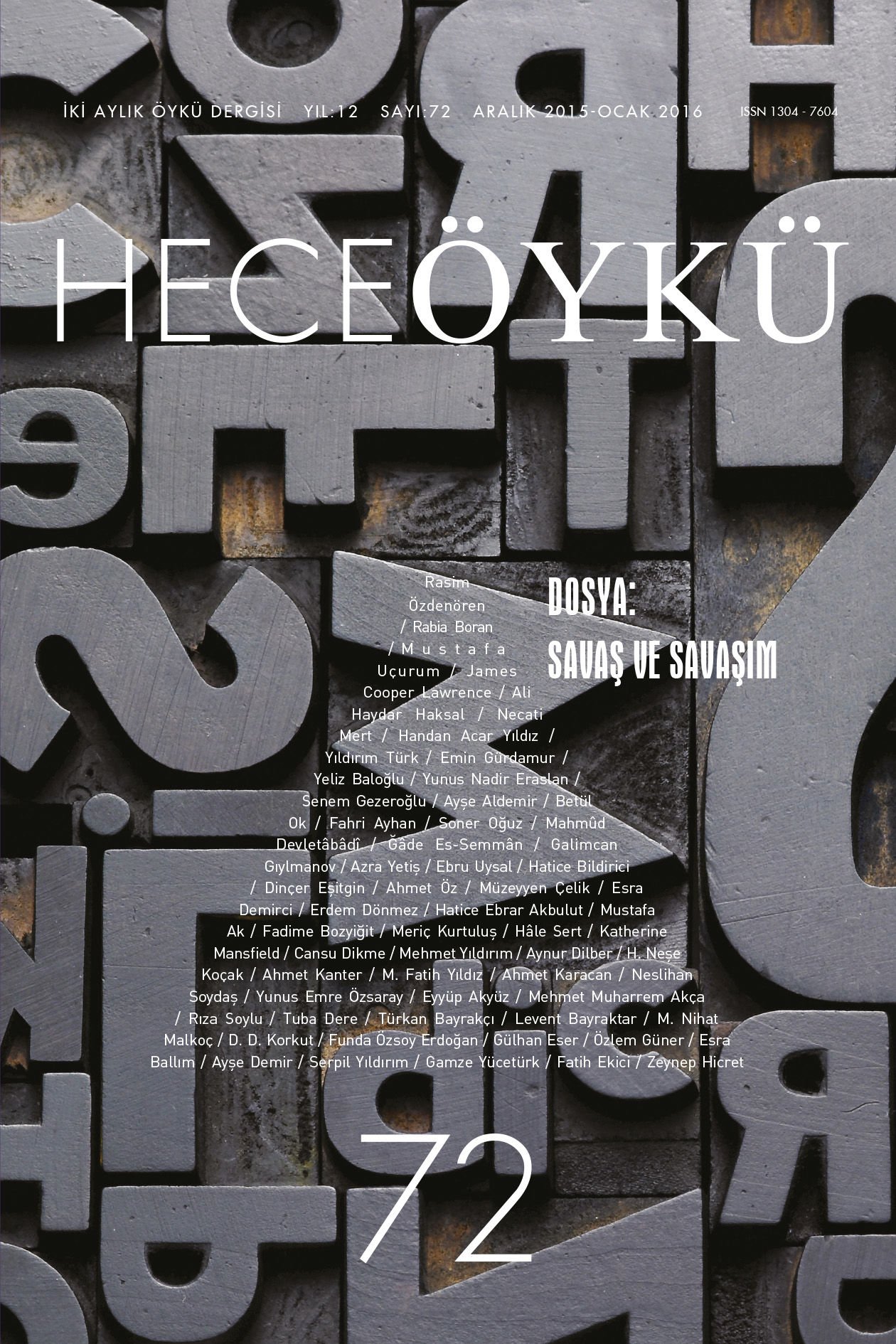 Hece Öykü Dergisi 72.Sayı Aralık 2015-Ocak2016