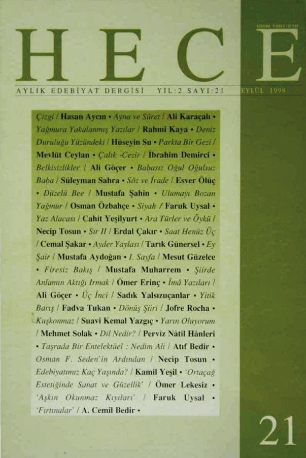 Hece Dergisi 21. Sayı Eylül 1998