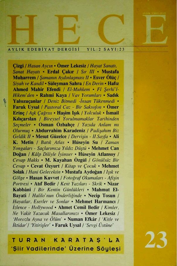Hece Dergisi 23. Sayı Kasım 1998