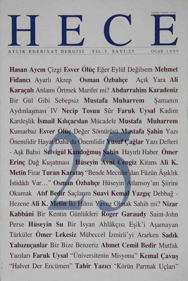 Hece Dergisi 25. Sayı Ocak 1999