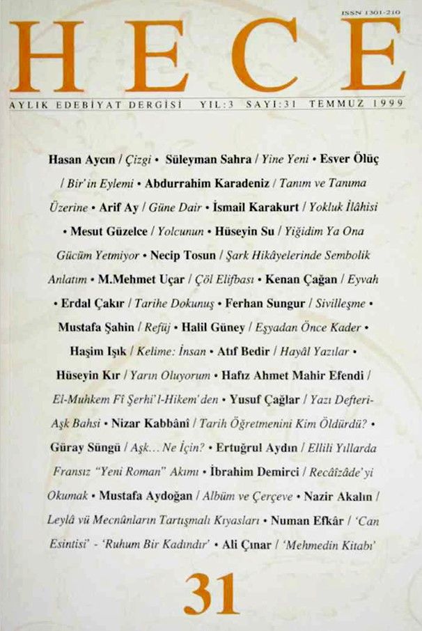 Hece Dergisi 31. Sayı Temmuz 1999