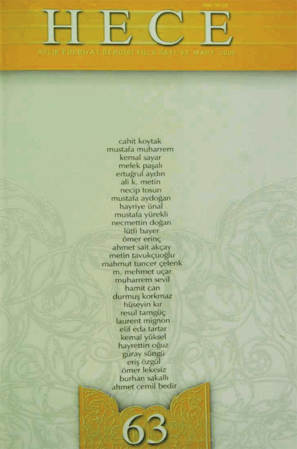 Hece Dergisi 63. Sayı Mart 2002