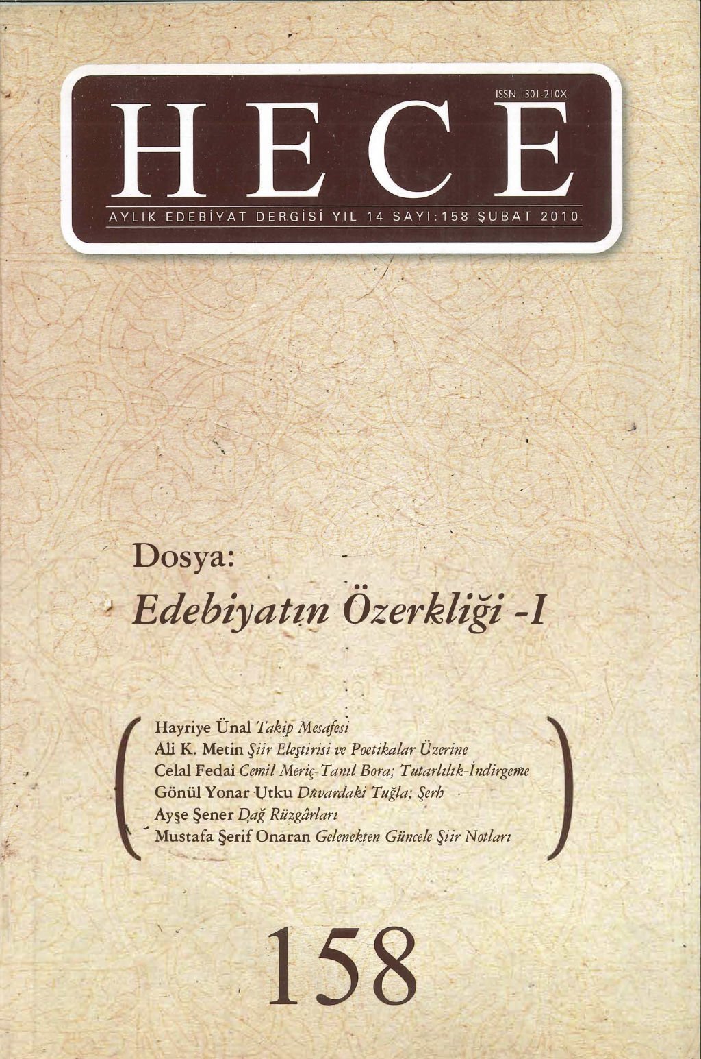 Hece Dergisi 158. Sayı Şubat 2010