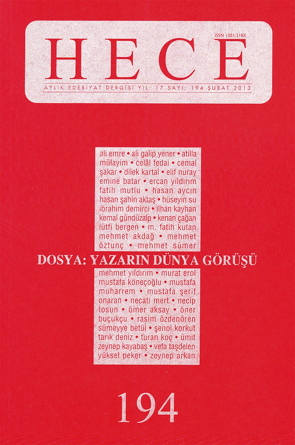 Hece Dergisi 194. Sayı Şubat 2013