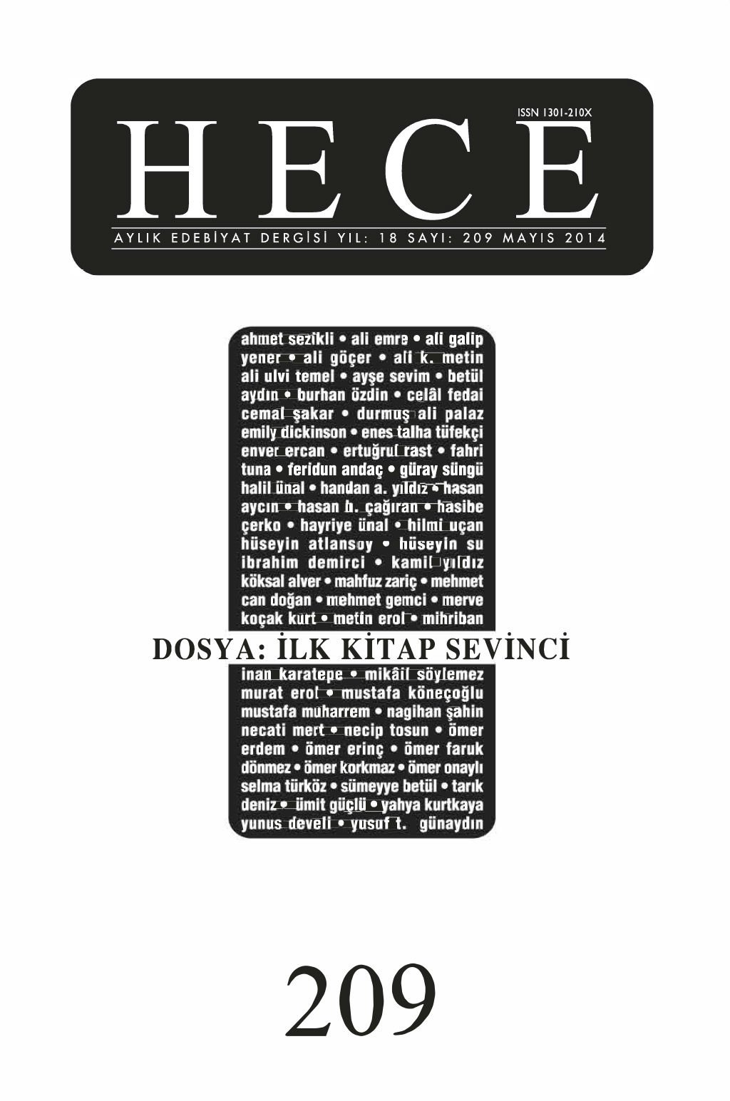 Hece Dergisi 209. Sayı Mayıs 2014